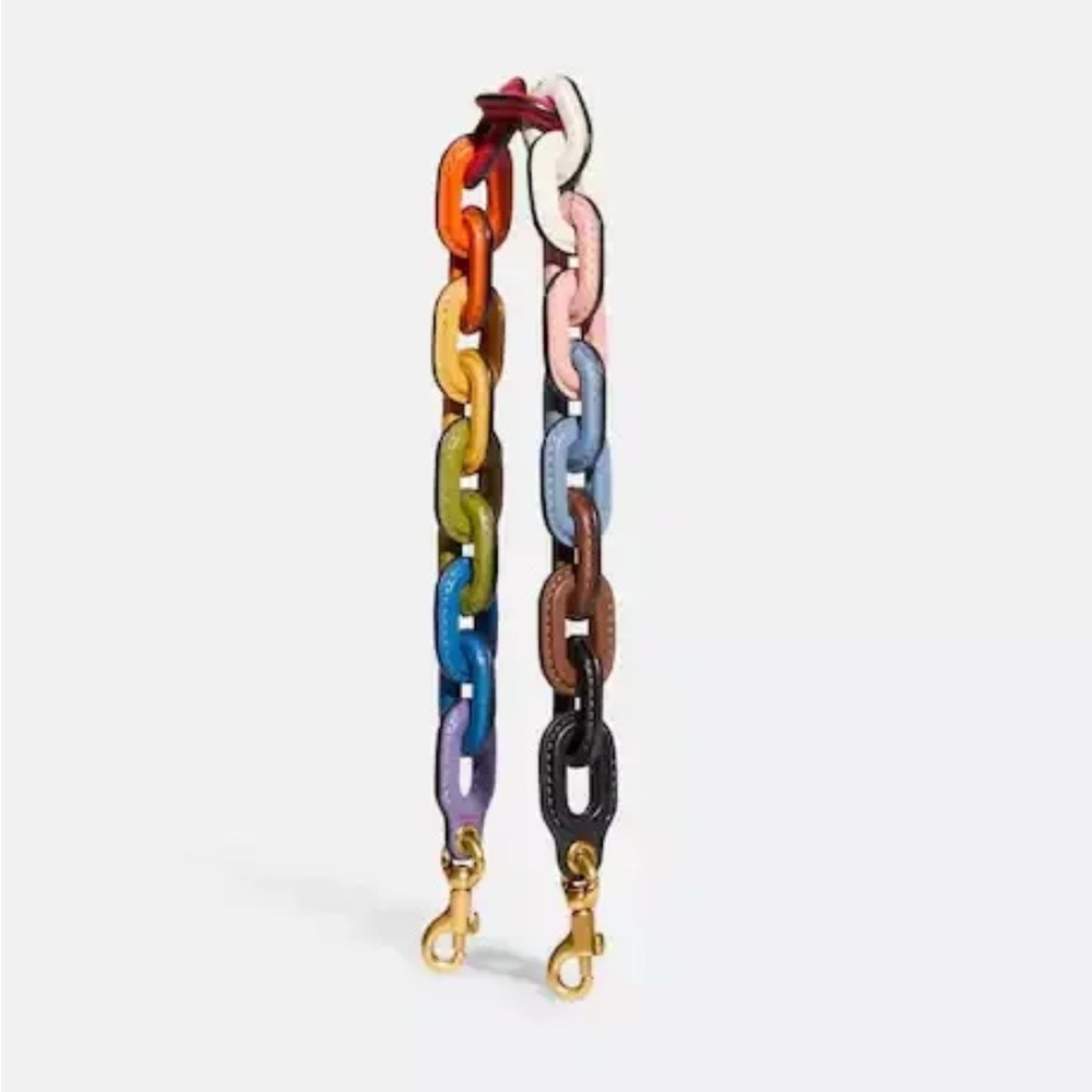Coach NWT rainbow PRIDE leather short chain strap